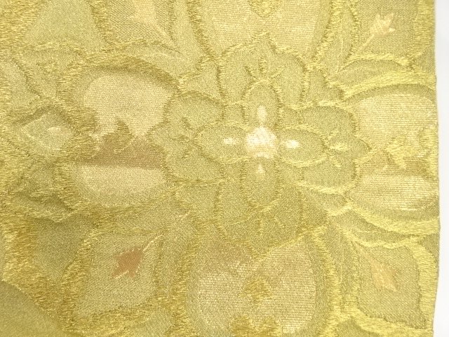  アンティーク　鏡裏に花模様織り出し袋帯（着用可）